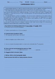 English Worksheet: Comprehension test