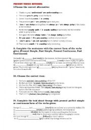 English Worksheet: Present Tenses Revision