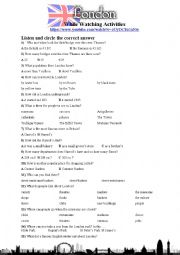 English Worksheet: London While Watching Activities