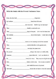 English Worksheet: Present continuous tense