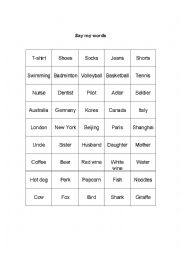 English Worksheet: Say My Words