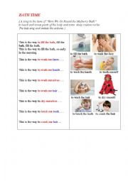 English Worksheet: THIS IS THE WAY (WASHING TIME - An action song with illustrations for kids)