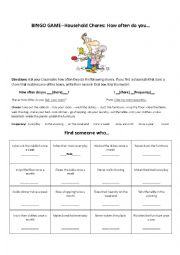 English Worksheet: Household Chores with Frequency--