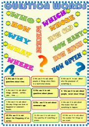English Worksheet: question words poster and matching