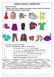 English Worksheet: Market Day (Group session)