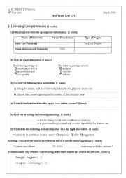 English Worksheet: Second mid term test 4th year