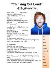 English Worksheet: Ed Sheeran - Thinking Out Loud - Lyrics fill (body parts)