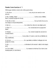 English Worksheet: Passive form Exercise n1
