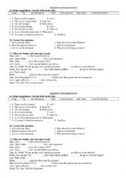 English Worksheet: Suggestions