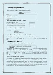 English Worksheet: mid term 3 for 8th