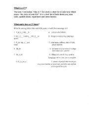 English Worksheet: Parts of a CV