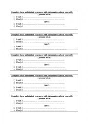 English Worksheet: expressing presnt and past wishes