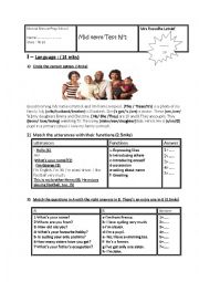 English Worksheet: MID TERM TEST N1 FOR 7th form