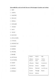 English Worksheet: European Countries Quiz