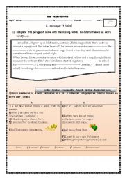 English Worksheet: test for 9th form puls