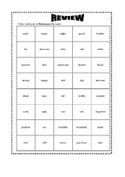 English Worksheet: Synonyms / Antonyms