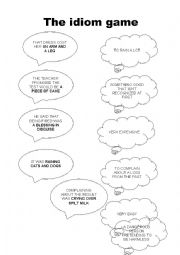 English Worksheet: The idiom game