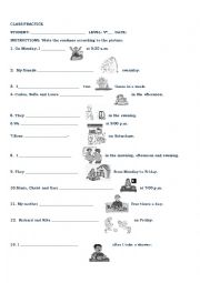 English Worksheet: DAILY ROUTINES CLASSWORK 