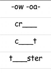 English Worksheet: ow oa fill in the blank game