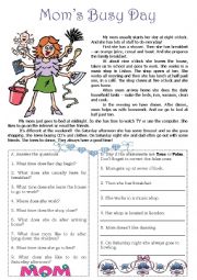 English Worksheet: Moms busy day - reading