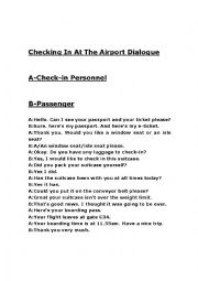 English Worksheet: Checking In At The Airport Role Play