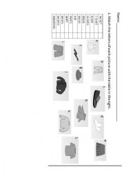 Clothes worksheet