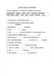 English Worksheet: ADJECTIVES and ADVERBS