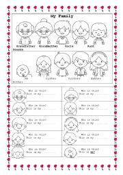 English Worksheet: my family