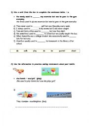 English Worksheet: used to exercises