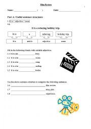 English Worksheet: Writing a film review