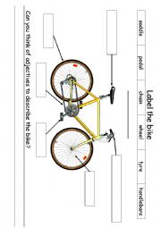 English Worksheet: Bike label worksheet