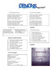 English Worksheet: Imagine Dragons. Demons
