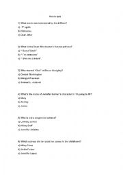 English Worksheet: Movie quiz