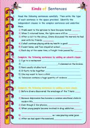 English Worksheet: kinds of sentences 