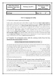 English Worksheet: Ordinary Test