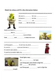 English Worksheet: Shrek Quiz WS