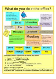 English Worksheet: (Vocabulary)Daily Tasks at work (Basic)