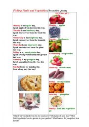 English Worksheet: DAYS AND FRUIT (An action poem for kids)
