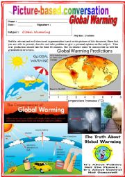 English Worksheet: Picture based conversation.  Global warming. (Debating) 26/