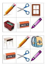 English Worksheet: Classroom items, School supplies, School objects BINGO GAME