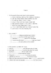 English Worksheet: Will, shall, be going to