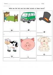 English Worksheet: Initial and Final Sounds - CVC words