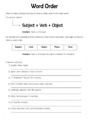 English Worksheet: Word order