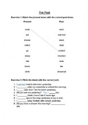 English Worksheet: Simple Past Tense Exercise Sheet