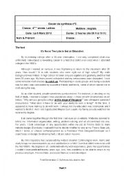 English Worksheet: End of term test 2 