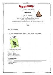 English Worksheet: A Postcard from China