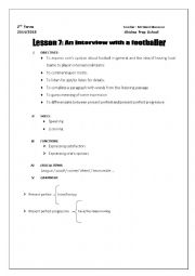 English Worksheet: Lesson 7: An interview with a footballer 
