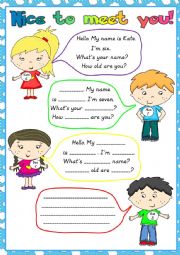 English Worksheet: Nice to meet you