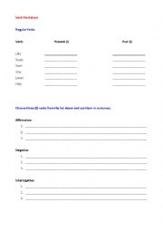 English Worksheet: Past Simple 