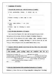 English Worksheet: End-term test n1(7th form)